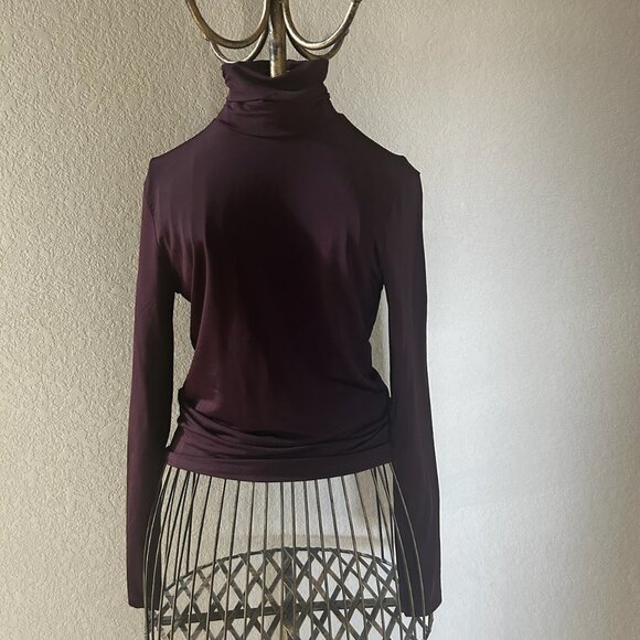 H&M A Luxurious Soft Sheen Finish Soft Touch Silky Fitted Turtleneck Top - Picture 8 of 14